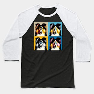 Pop Retro Shetland Sheepdog Art  - Cute Puppy Baseball T-Shirt